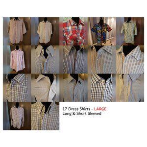 17 Mens Dress Shirts - Large - BUNDLE PRICE $100 for ALL